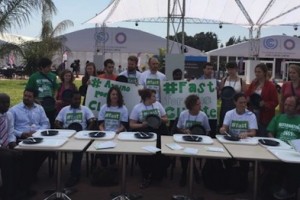 Fast for the Climate action inside the UNFCCC venue. Photo: RTCC
